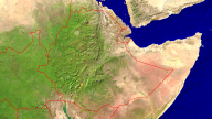 Äthiopien Satellit + Grenzen 1920x1080
